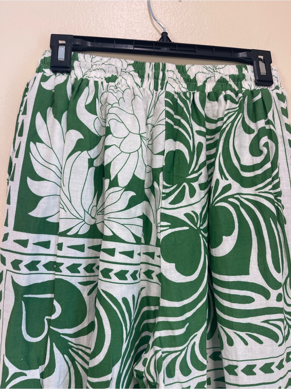 C&C California Green White Tropical Linen Blend Wide Leg Pants M Pull On NWT - Picture 11 of 14